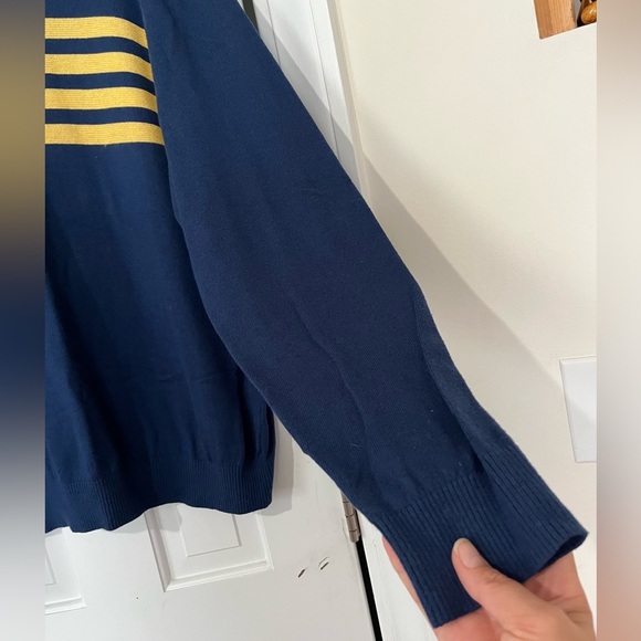 IZOD Men’s Crewneck Sweater Blue Yellow Stripe Pullover Long Sleeve Men’s Sz XXL - Picture 3 of 13